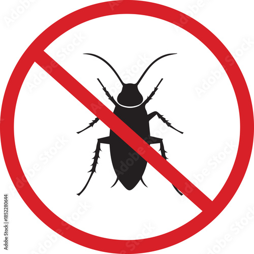 No cockroaches allowed sign. Pest control illustration