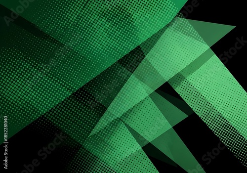 Green Geometric Halftone Abstract Design with Overlapping Transparencies