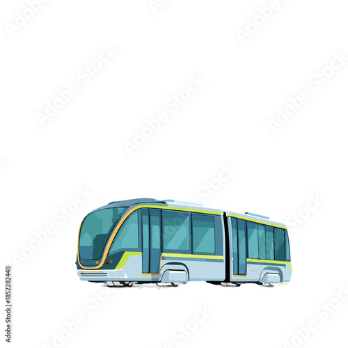 미래 지향적인 디자인의 투명한 유리창을 가진 현대적인 자동 셔틀 차량