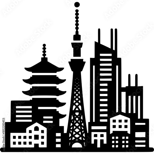 Tokyo Skyline Icon Vector