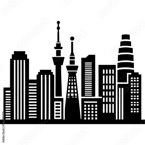 Tokyo Skyline Icon Vector