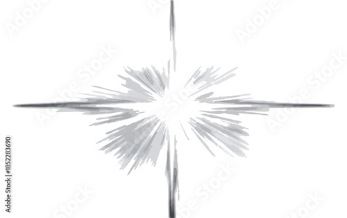 반짝이는 별 모양의 빛나는 효과, 투명한 배경에 순수한 에너지와 광채를 표현하는 추상적인 그래픽