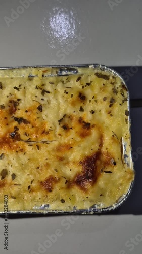 Macaroni schotel is a typical Indonesian macaroni casserole dish brought by the Dutch, made from macaroni, cream cheese sauce, a mixture of meat, cheese, milk, and eggs, then baked 