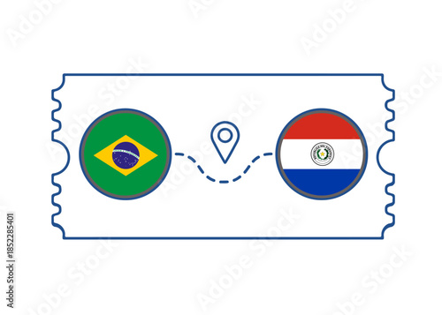 Brazil – Paraguay International Travel Route vector ticket
Vector ticket route between countries