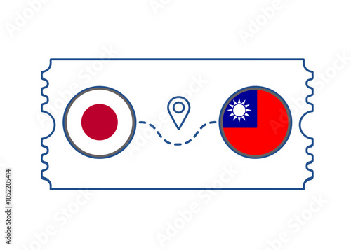 Japan – Taiwan International Travel Route vector ticket
Vector ticket route between countries