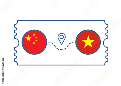 China – Vietnam International Travel Route vector ticket
Vector ticket route between countries