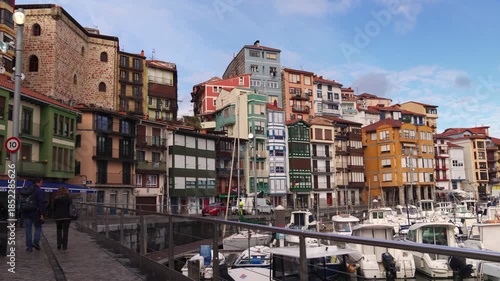 Picturesque Harbor with Colorful Traditional Basque Houses
