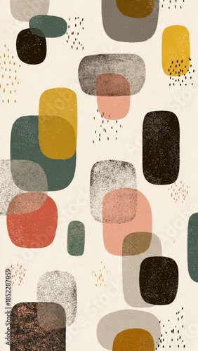 Abstract geometric shapes balance against neutral backdrop