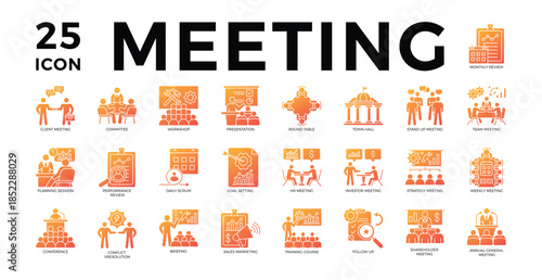 MEETING icon gradient glyph yellow