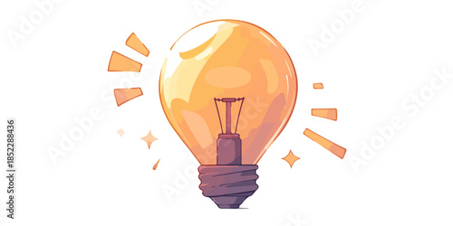 Żarówka świecąca, symbol pomysłu i innowacji z efektem przezroczystego tła.