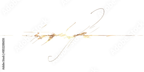 Abstrakcyjny, złoty, rozmyty podpis lub pociągnięcie pędzla na przezroczystym tle, idealne do projektowania graficznego.