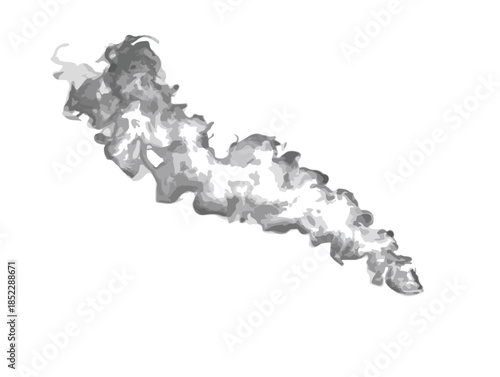 Szary, abstrakcyjny dym lub para unosząca się w górę na przezroczystym tle, idealny do efektów wizualnych.