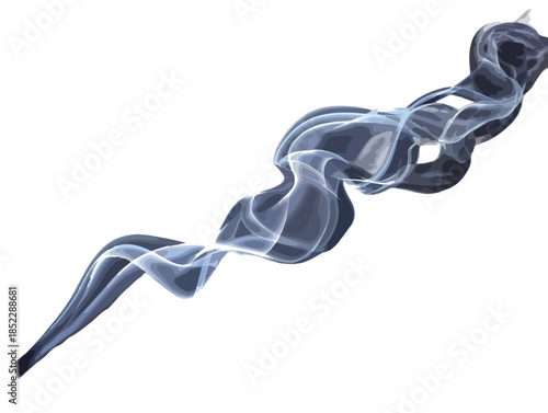 Wytworna, dynamiczna smuga niebieskawego dymu lub pary unosząca się na przezroczystym tle, idealna do projektów graficznych.