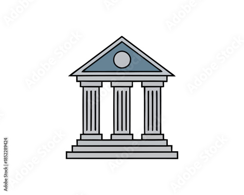Classic architectural building facade with columns and triangular pediment, representing governance or education