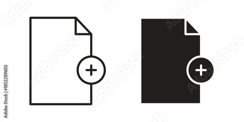 Add document icons for apps and print media. Editable stroke and flat icons