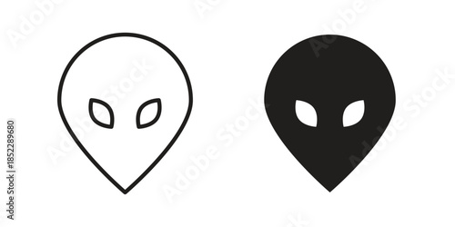 Alien icons for apps and print media. Editable stroke and flat icons