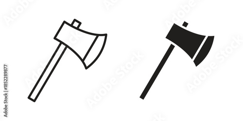 Axe icons for apps and print media. Editable stroke and flat icons