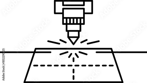 A minimalist icon depicting a laser cutting machine.