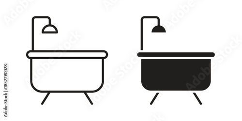 Bathroom icons for apps and print media. Editable stroke and flat icons