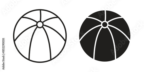 Beach ball icons for apps and print media. Editable stroke and flat icons