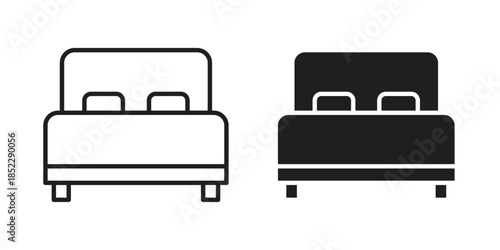 Bed icons for apps and print media. Editable stroke and flat icons