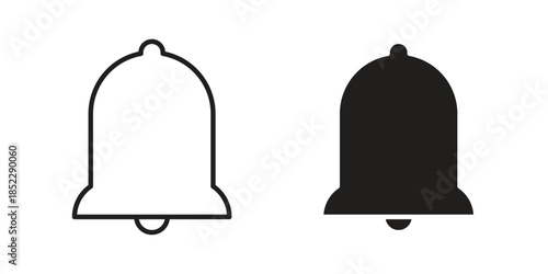 Bell icons for apps and print media. Editable stroke and flat icons