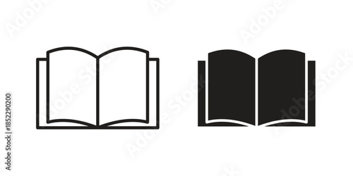Book icons for apps and print media. Editable stroke and flat icons