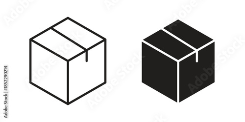 Box icons for apps and print media. Editable stroke and flat icons