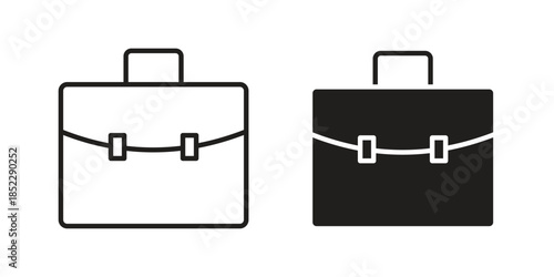 Briefcase icons for apps and print media. Editable stroke and flat icons