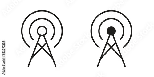 Broadcast icons for apps and print media. Editable stroke and flat icons