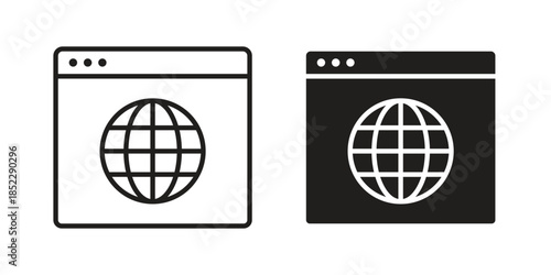 Browser icons for apps and print media. Editable stroke and flat icons