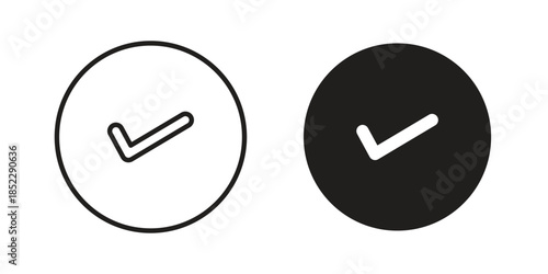 Check mark icons for apps and print media. Editable stroke and flat icons