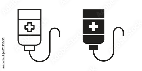 Chemotherapy icons for apps and print media. Editable stroke and flat icons