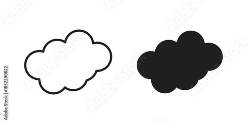 Cloud icons for apps and print media. Editable stroke and flat icons