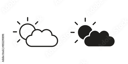 Cloudy Day icons for apps and print media. Editable stroke and flat icons