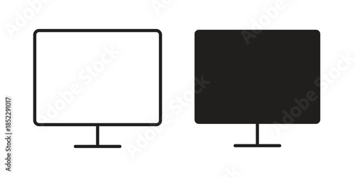 Computer screen icons for apps and print media. Editable stroke and flat icons