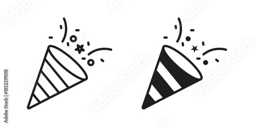 Confetti icons for apps and print media. Editable stroke and flat icons