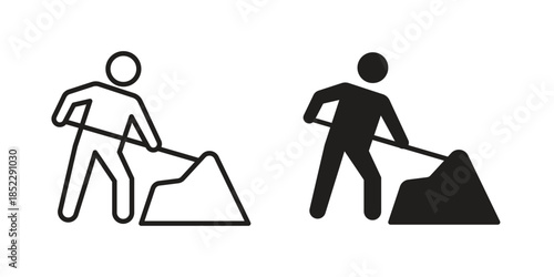 Construction icons for apps and print media. Editable stroke and flat icons