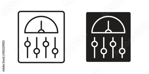 Control panel icons for apps and print media. Editable stroke and flat icons