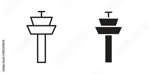 Control Tower icons for apps and print media. Editable stroke and flat icons