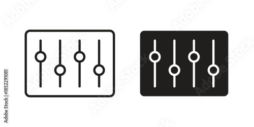 Control panel icons for apps and print media. Editable stroke and flat icons