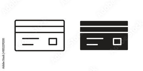 Credit card icons for apps and print media. Editable stroke and flat icons
