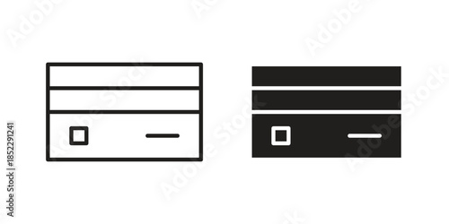 Credit card icons for apps and print media. Editable stroke and flat icons