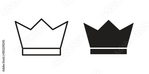 Crown icons for apps and print media. Editable stroke and flat icons
