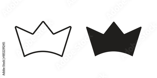 Crown icons for apps and print media. Editable stroke and flat icons