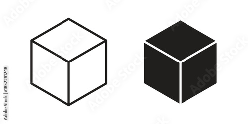 Cube icons for apps and print media. Editable stroke and flat icons