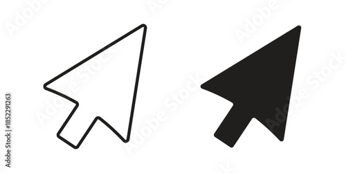 Cursor icons for apps and print media. Editable stroke and flat icons