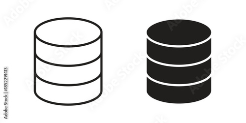 Database icons for apps and print media. Editable stroke and flat icons