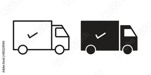 Delivery icons for apps and print media. Editable stroke and flat icons