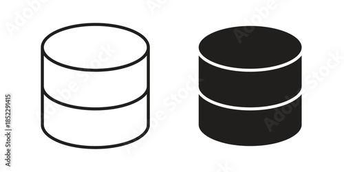 Database icons for apps and print media. Editable stroke and flat icons